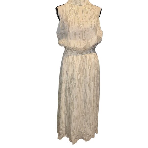 Drew Anthropologie White & Gold‎ Metallic Dress – Size Medium (NWT) - Picture 3 of 6